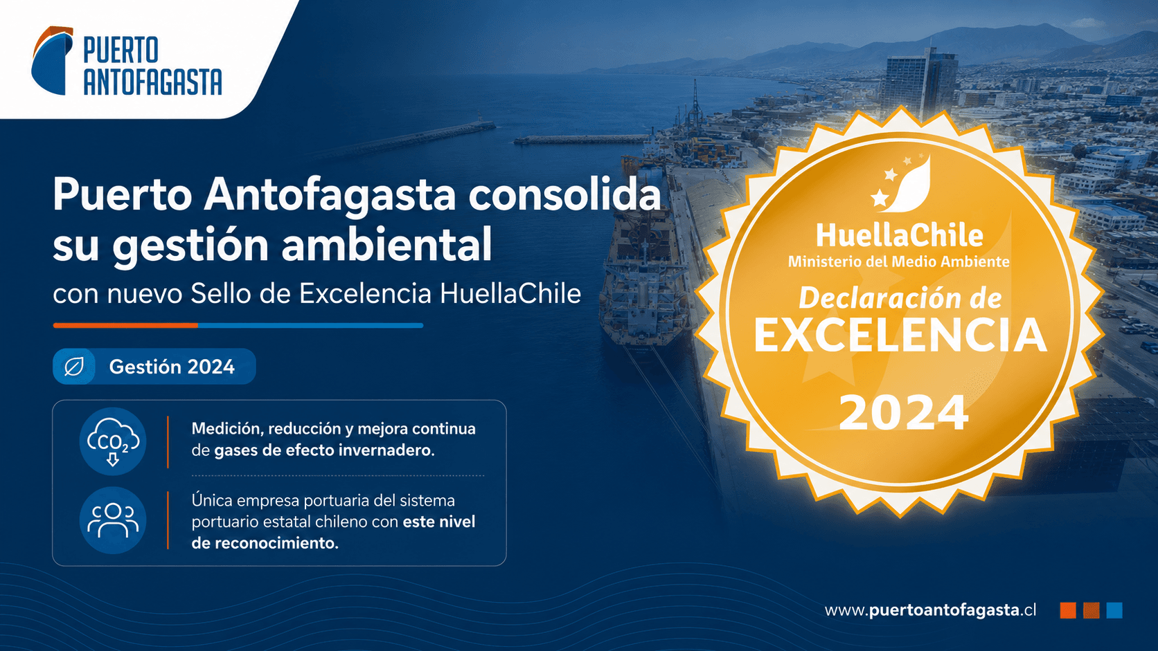 Puerto Antofagasta consolida su gestión ambiental con nuevo Sello de Excelencia HuellaChile